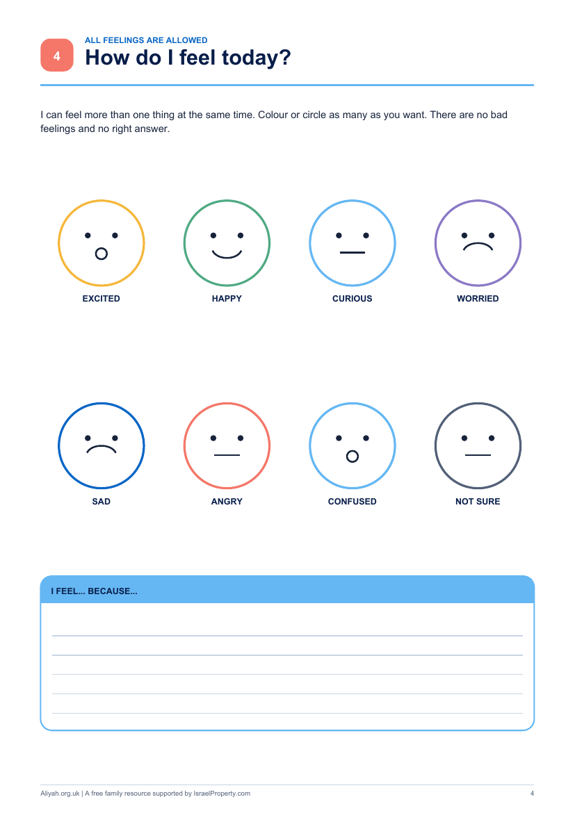Feelings activity page